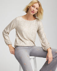 Drizzled Sequins Bubble-Hem Top