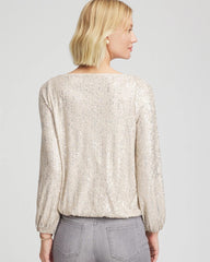 Drizzled Sequins Bubble-Hem Top