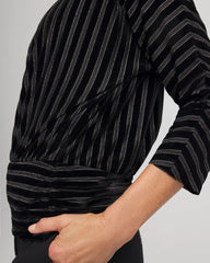 Velvet Burnout Stripe Banded-Bottom Top