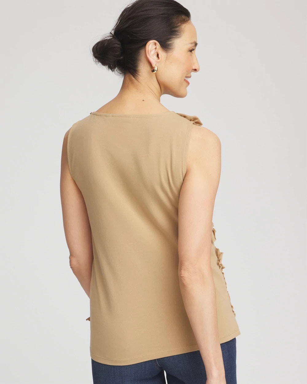 Sleeveless Ruffle-Appliqué Tank Top