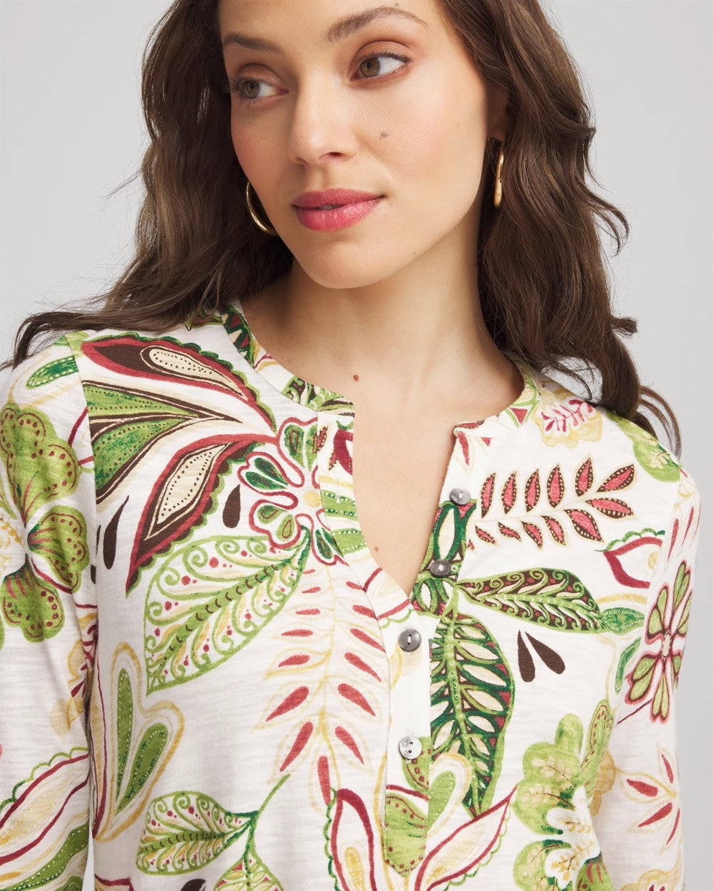Tropical Cotton Slub Henley Shirt
