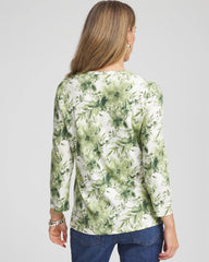 Printed Slub Splitneck Henley Tee