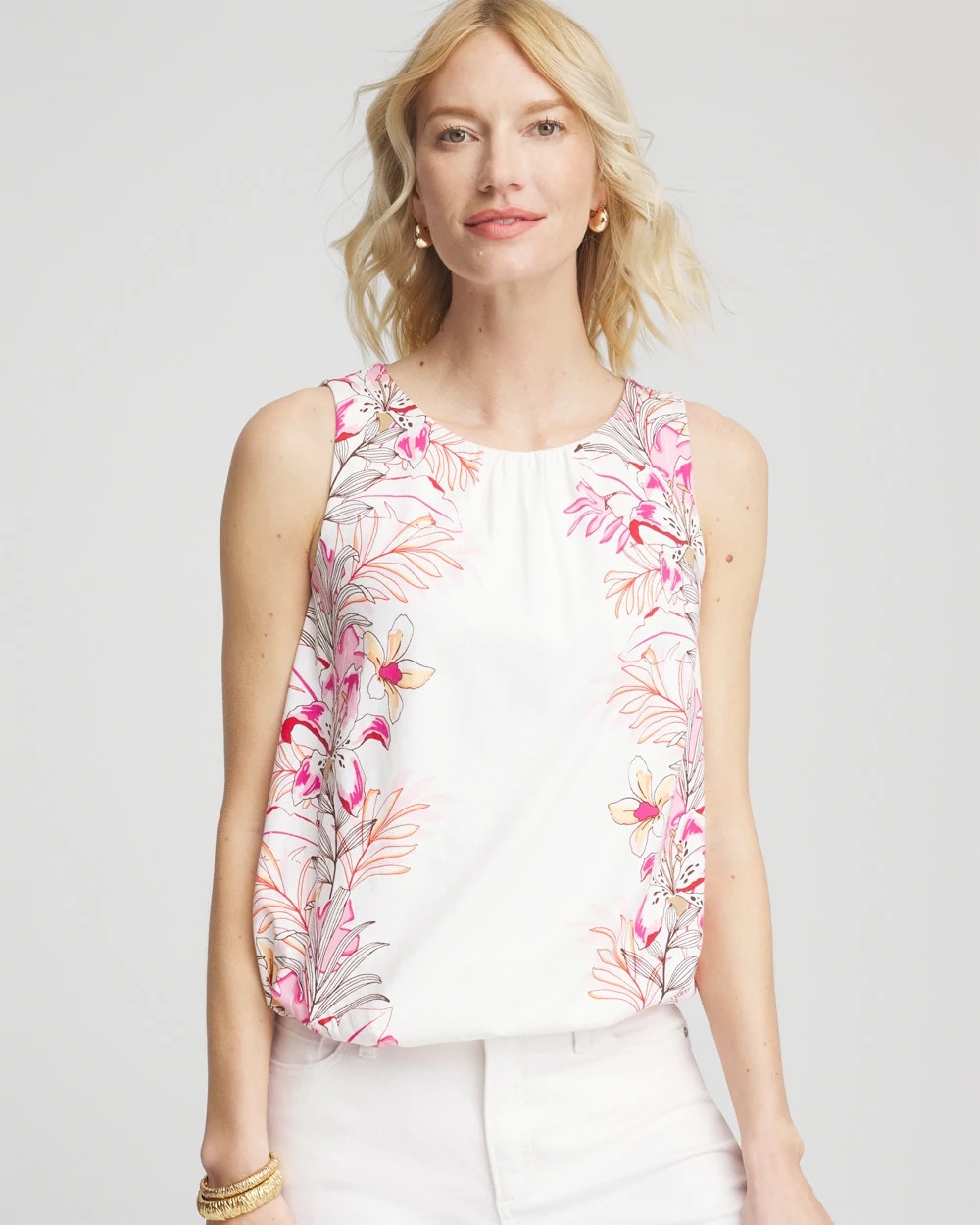 Tropical Floral Bubble Hem Tee