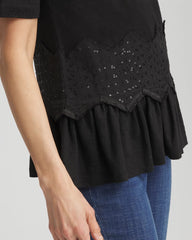 Chevron Sequin Peplum Linen Tee