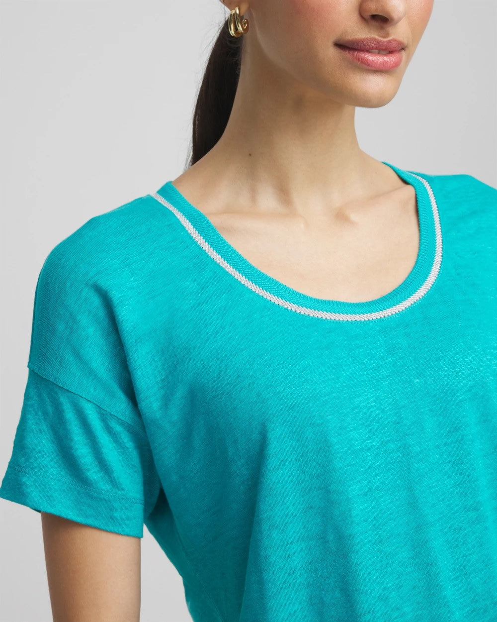 Sweater Trim Linen Tee