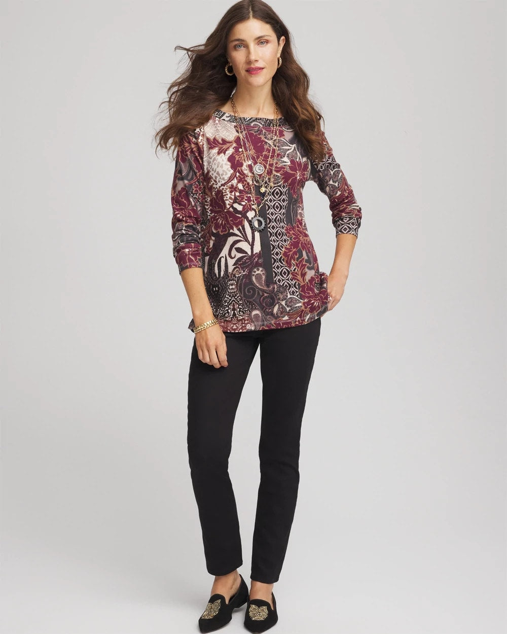 Printed Pima Cotton Bateau-Neck Tee