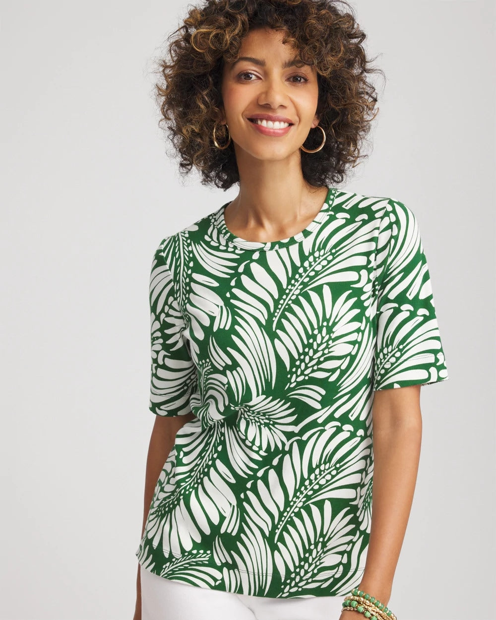 Palm-Frond-Motif Classic-Fit Pima Tee