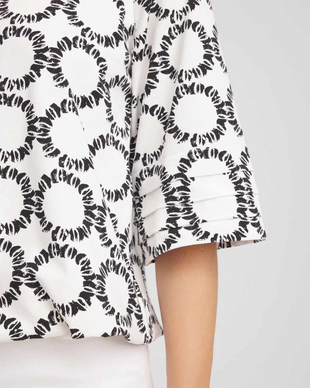 Geo Print Boatneck Bubble-Hem Top