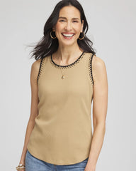 Contrast-Trim Ribbed Cotton Tank Top