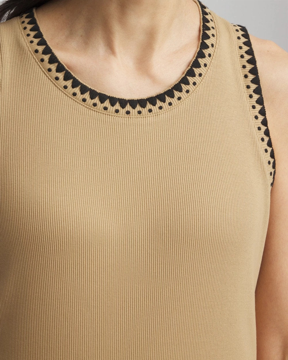 Contrast-Trim Ribbed Cotton Tank Top