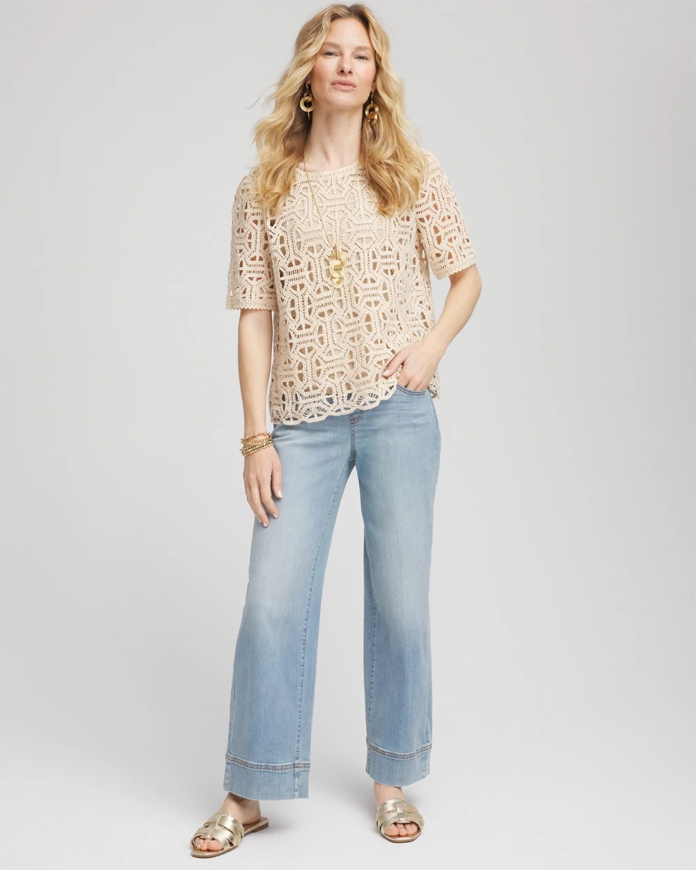 Short-Sleeve Crochet Top