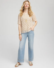 Short-Sleeve Crochet Top