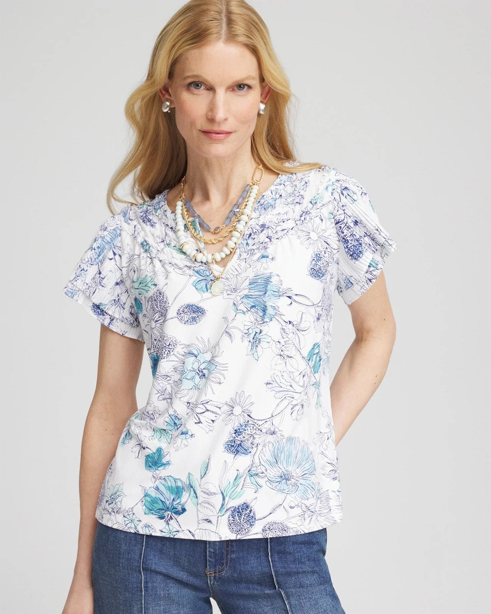Touch of Cool™ Floral Flutter Sleeve Tee