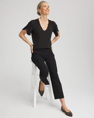 Petal-Sleeve Voop Neck Tee