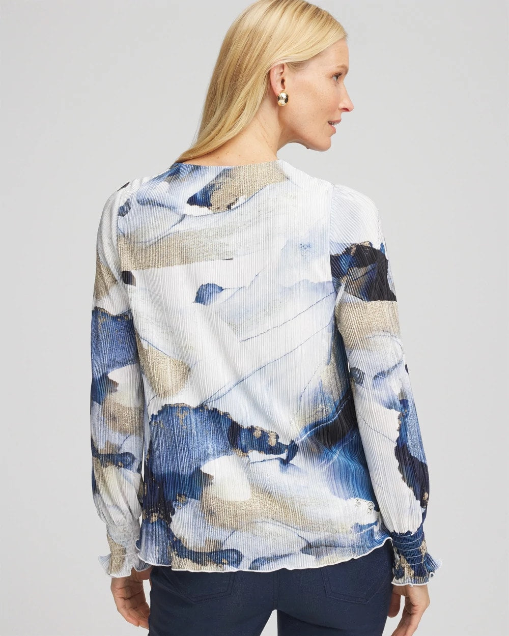 Foil Ocean Print Crinkle Top