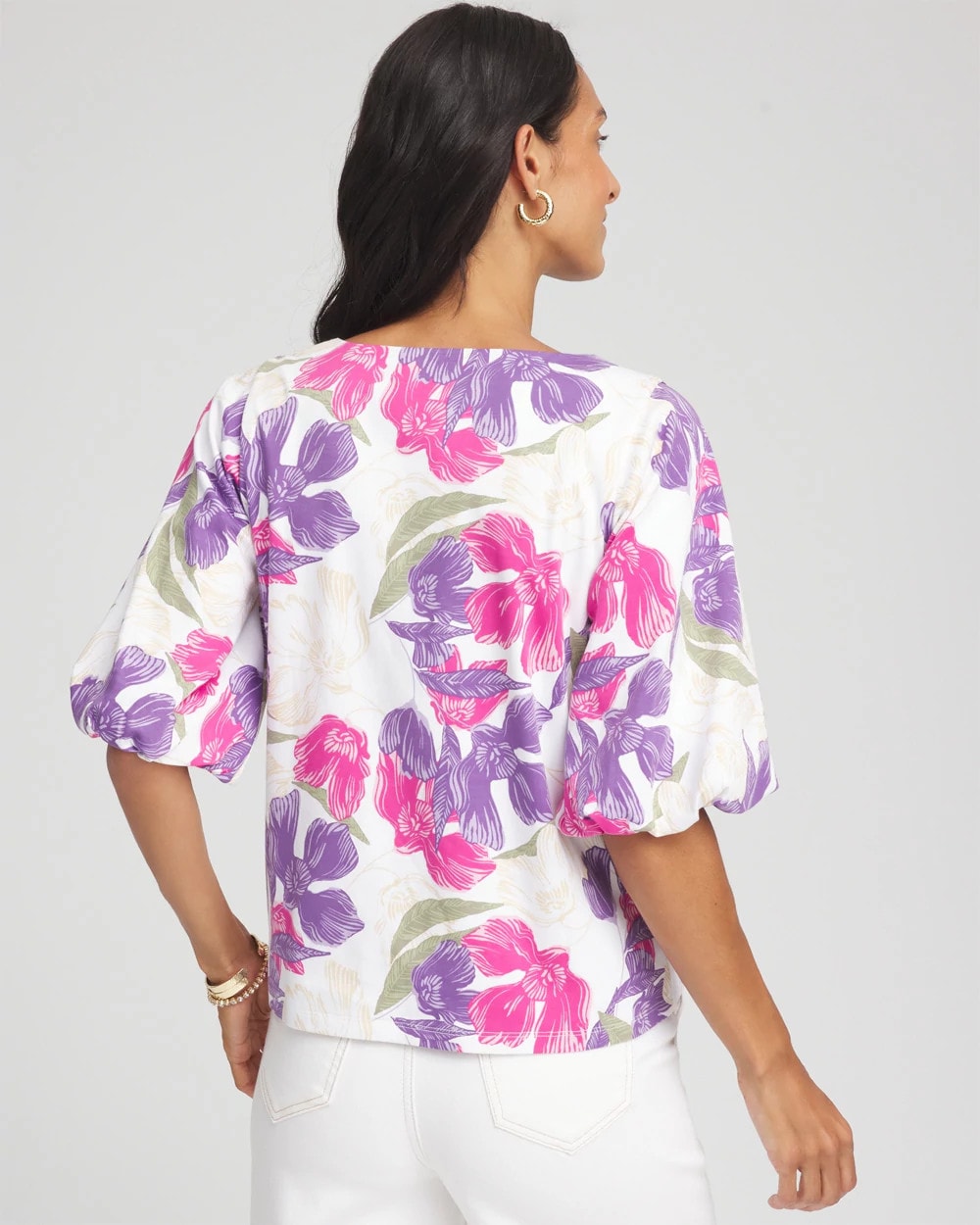 Floral Bubble Sleeve Top
