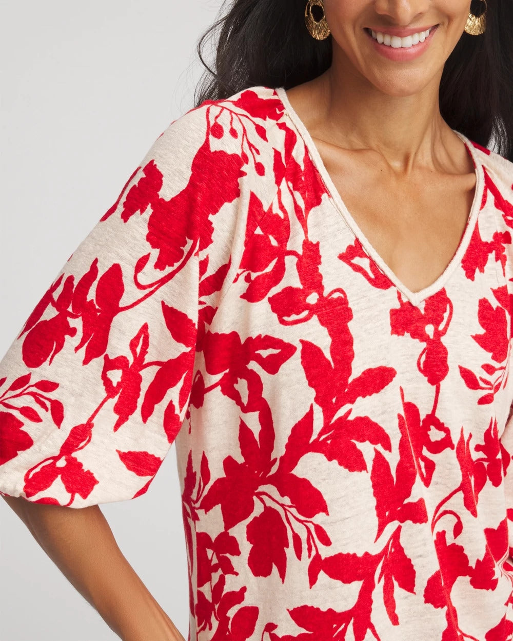 Floral Braided Linen Top