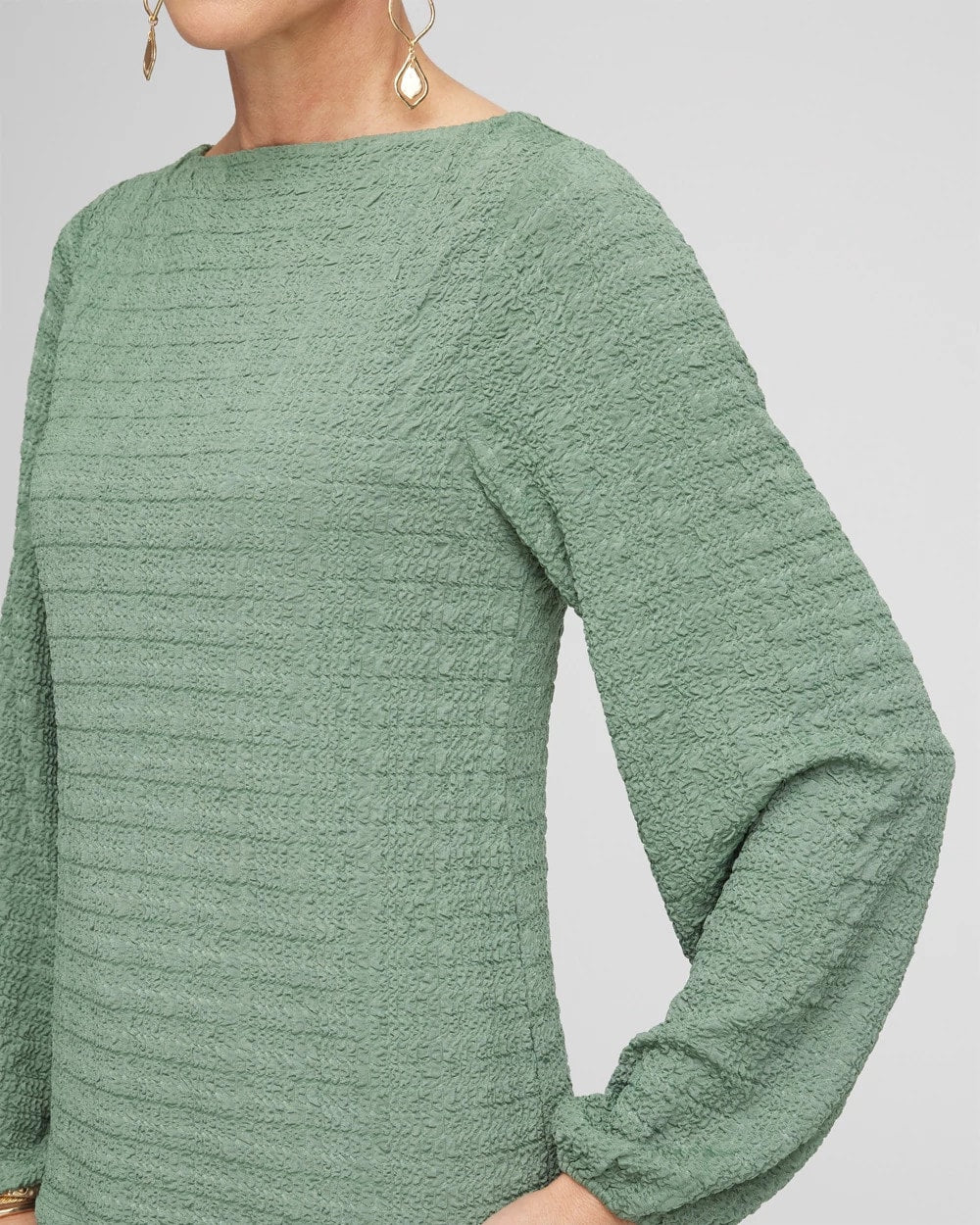 Smocked Boatneck Top