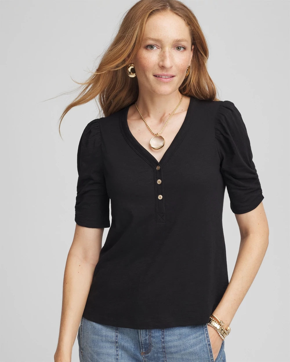 Slub Split Neck Henley Tee