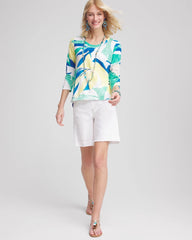 Ocean Print Slub Scoop-Neck Tee