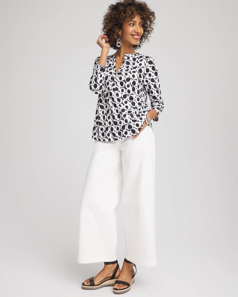 Printed Cotton Slub Henley Shirt