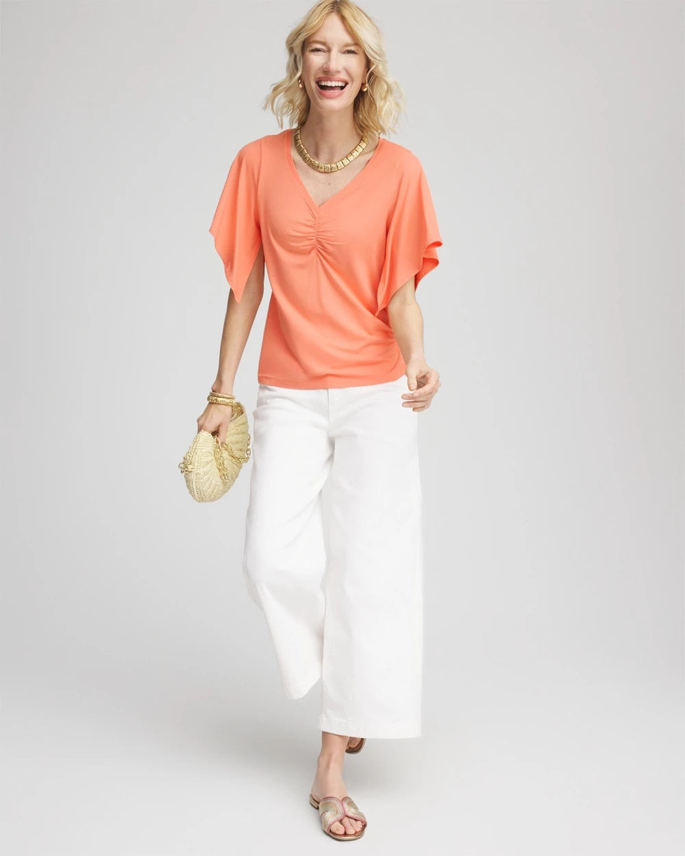 Touch of Cool™ Handkerchief-Sleeve V-Neck Tee