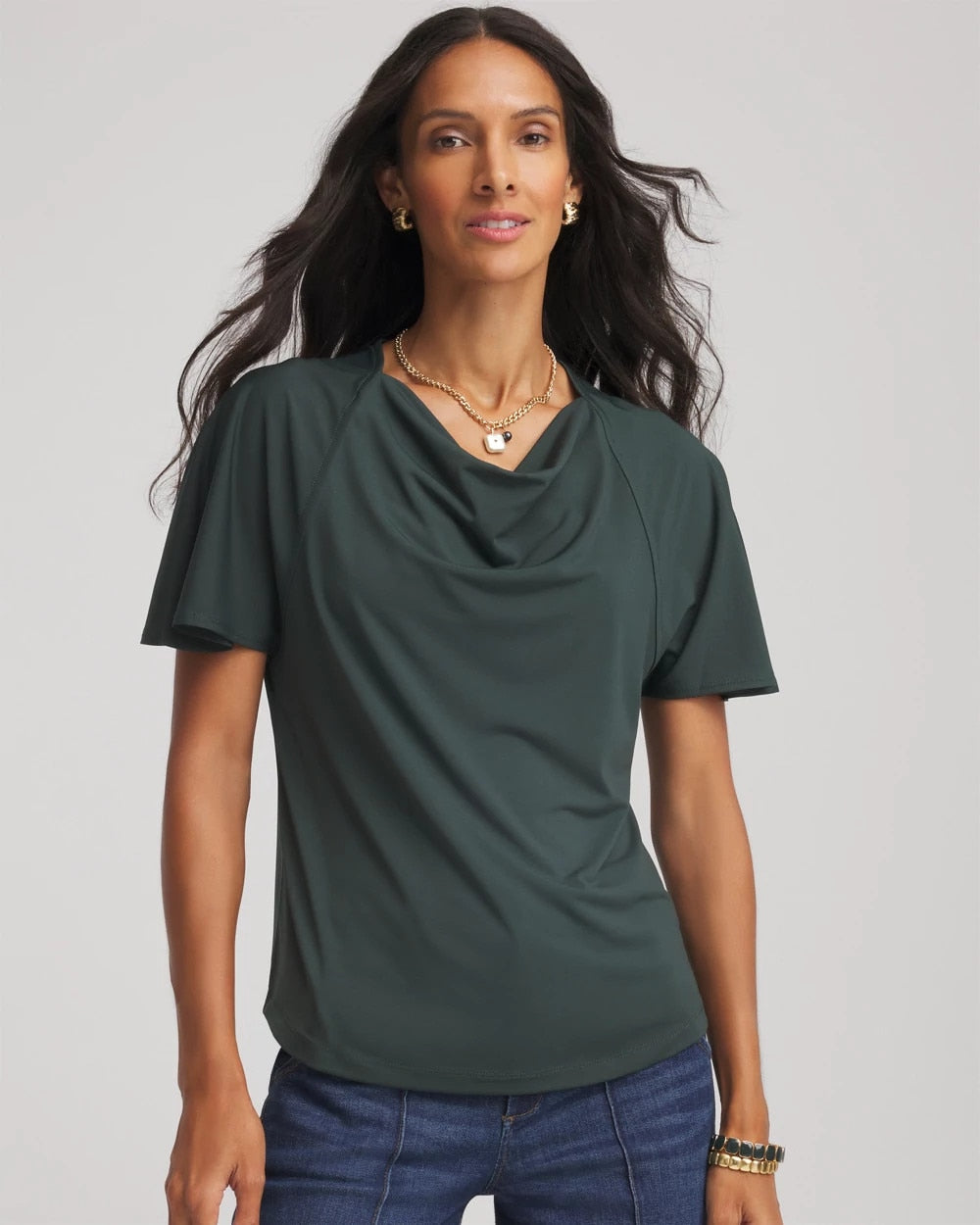 Jersey Knit Cowlneck Tee