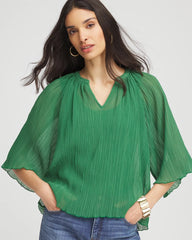 Textured Pleated Chiffon Blouse
