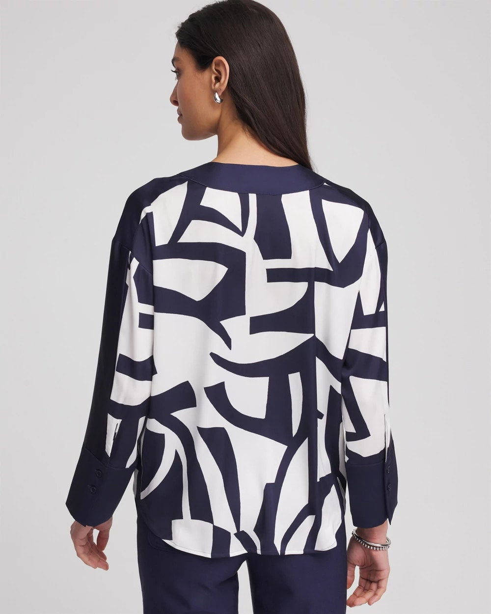 Satin Geo Print Blouse