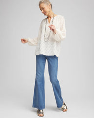 Feathered Pullover Peasant Blouse