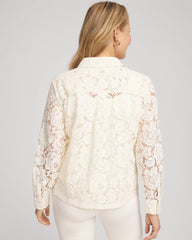 Classic-Fit Collared Lace Shirt