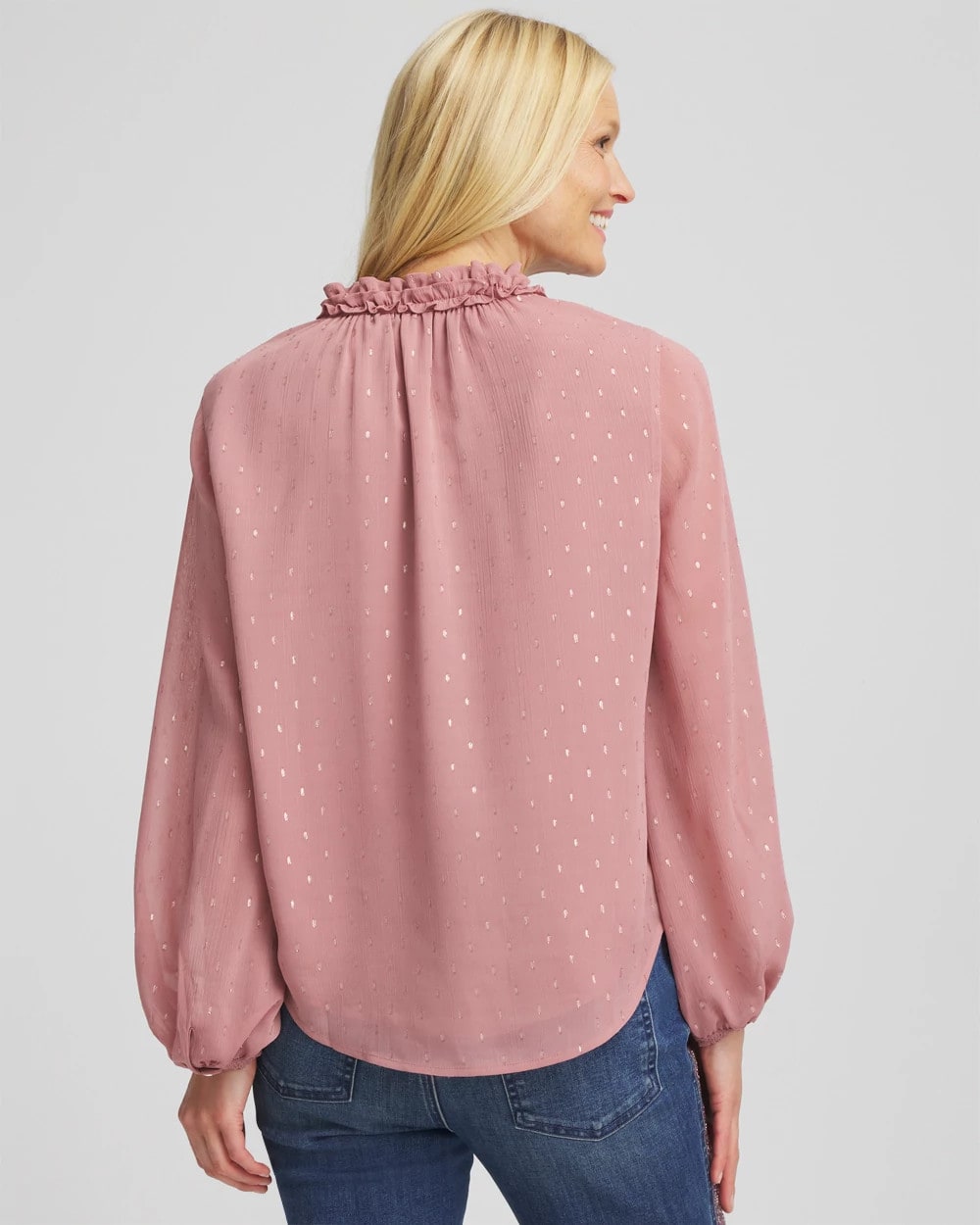 Ruffleneck Lined Georgette Blouse