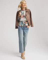 Rose Print Crinkle Top
