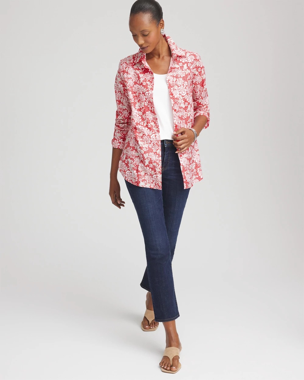 No Iron™ Long-Sleeved Folklore-Floral Shirt