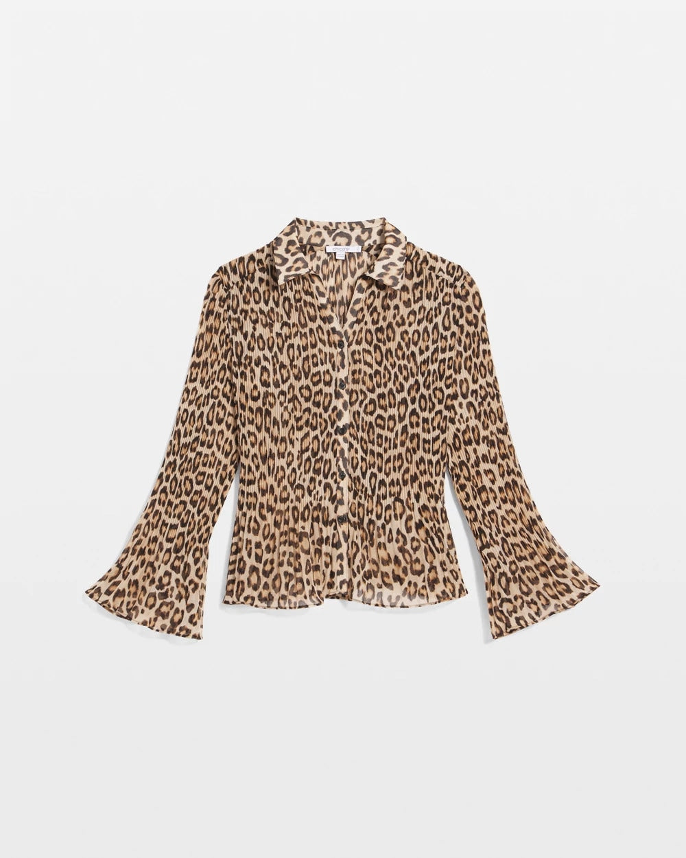 Animal-Print Pleated Georgette Blouse