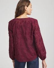 Feathered Pullover Peasant Blouse