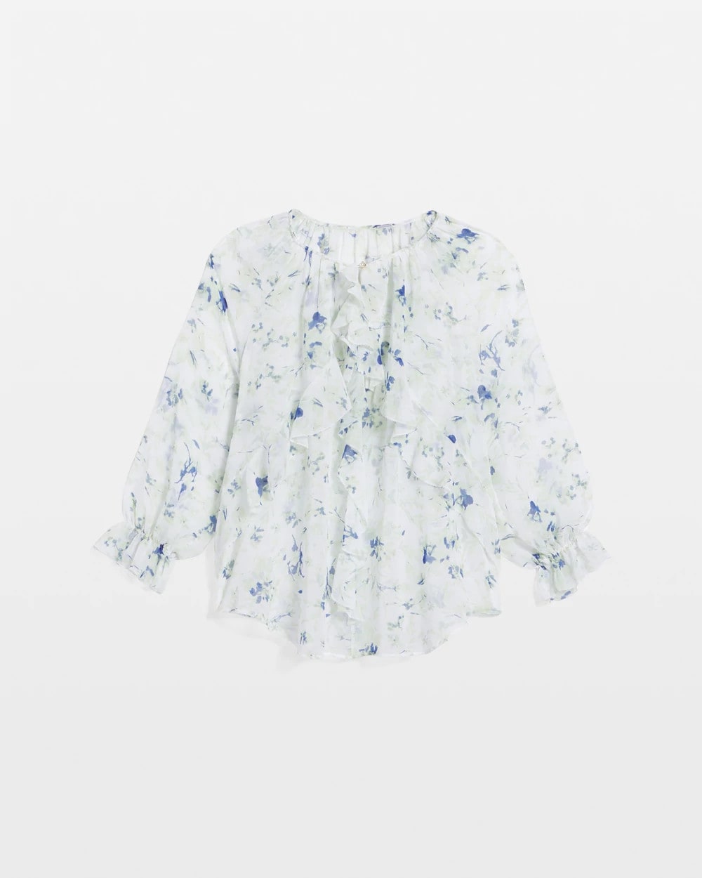 Georgette Sheer Ruffle Blouse