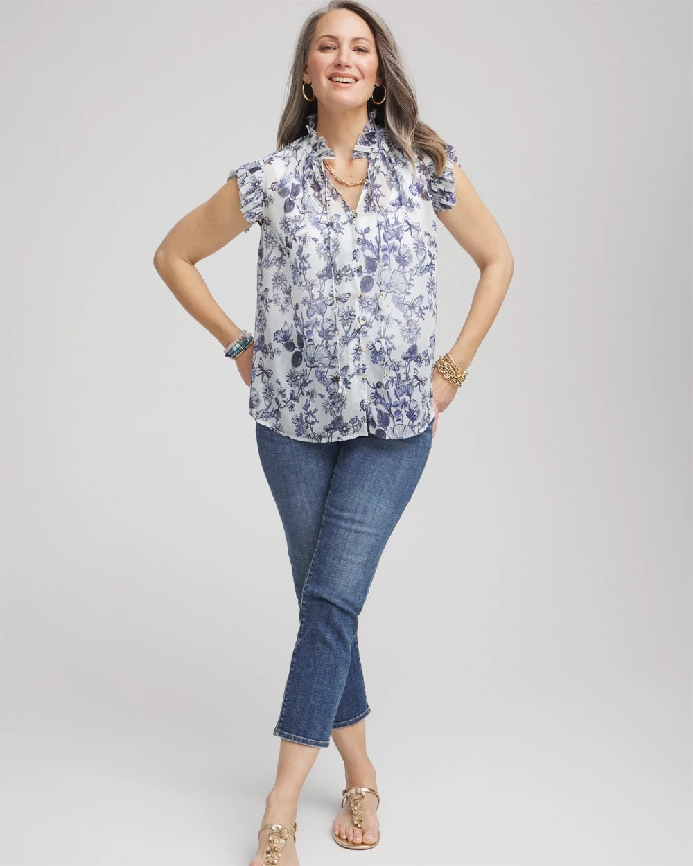 Butterfly Ruffle Collar Blouse