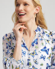 Ruffle Collar Butterfly Burnout Blouse