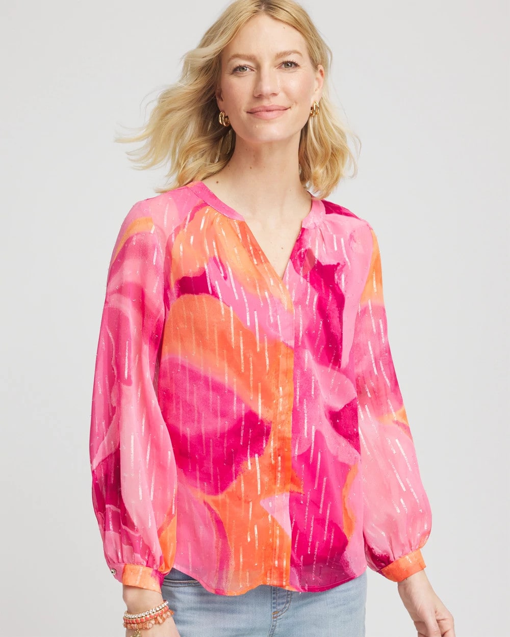Watercolor Classic Fit Chiffon Blouse