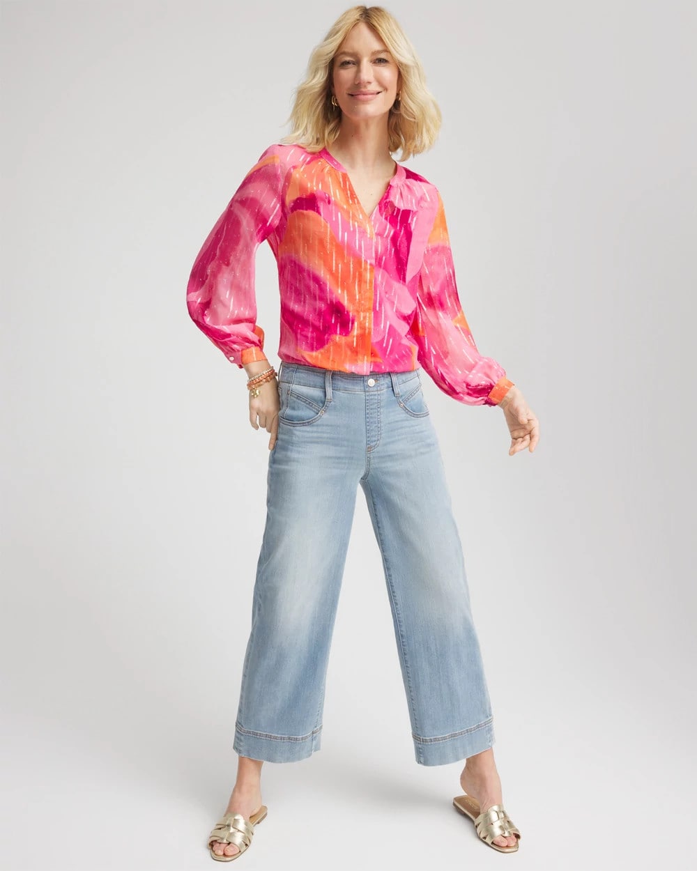 Watercolor Classic Fit Chiffon Blouse