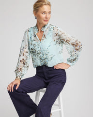 Floral Georgette Peasant Blouse