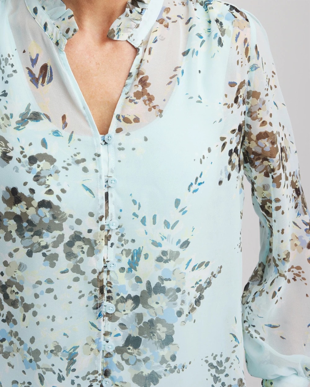 Floral Georgette Peasant Blouse