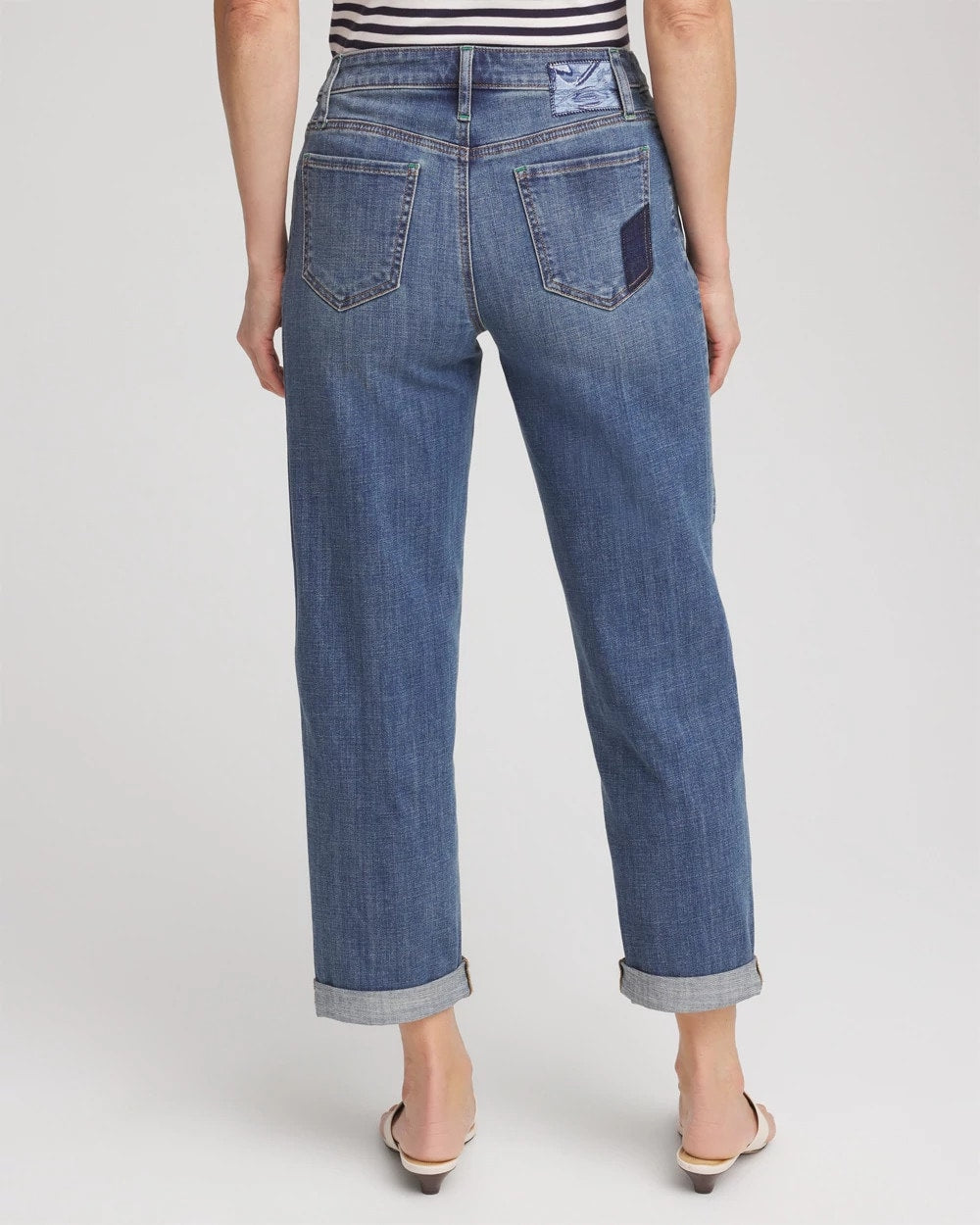 Boyfriend Patchwork Cropped Jeans