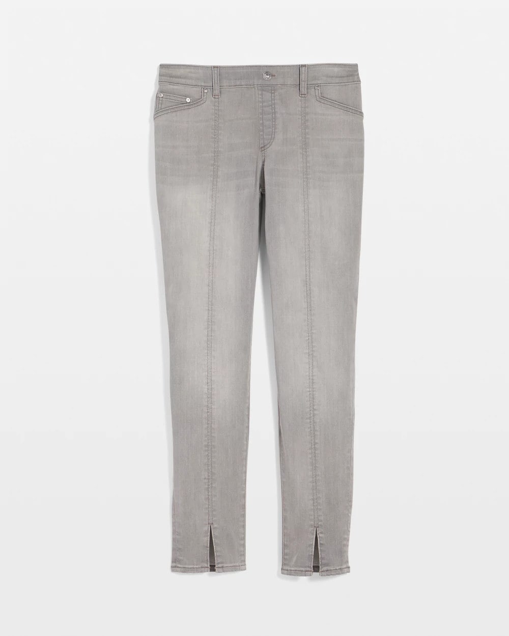Silver Pull-On Slim Ankle Jeggings