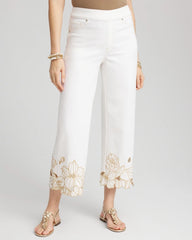 Pull-On Embellished Cropped Jeans