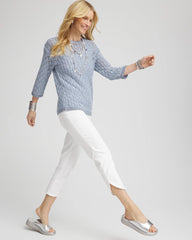 No Stain Pull-On Dolphin-Hem Capri Jeans