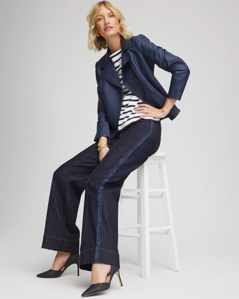 Petite Frayed High-Rise Wide-Leg Jeans