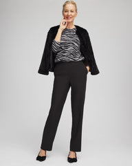Textured Straight Tapered Ankle Pants