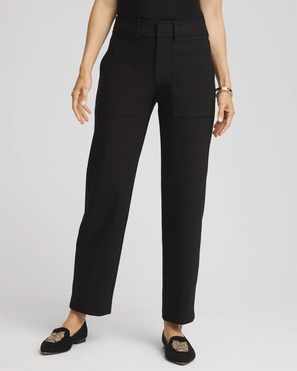 Bi-Stretch Straight Ankle Pants